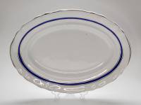 Блюдо овальное большое ЗИК Конаково 1958 год 36.5 х 26 см синяя полоска