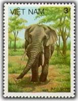 (1987-014) Марка Вьетнам "Слон"    Азиатский слон III Θ