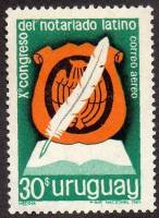 (№1969-1143) Марка Уругвай 1969 год "Конгресс латиноамериканских нотариусов", Гашеная