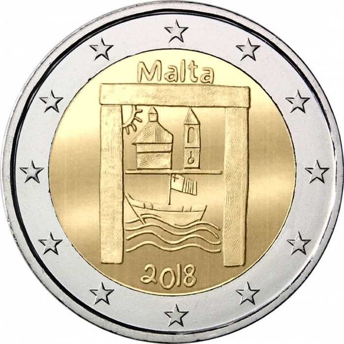 (016) Монета Мальта 2018 год 2 евро &quot;Культурное наследие&quot;  Биметалл  Буклет