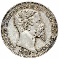 (№1859km142.3) Монета Италия 1859 год 1 Lira