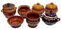 Набор горшков для запекания, 7 шт., керамика, СССР (сост. на фото)
