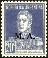 (№1925-292) Марка из набора Аргентина 1925 год "Joseacute Франциско ovpt де Martiacuten Сан 17781850