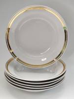 Тарелки Пролетарий 6 штук суповые белые с золотой полоской 20 х 3,5 см