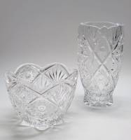 Ваза для букета и Салатник хрусталь СССР винтаж высота 20 и 11 см.