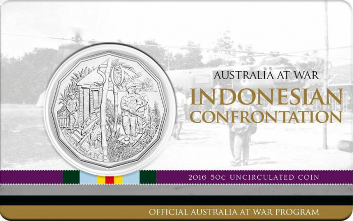(2016) Монета Австралия 2016 год 50 центов &quot;Индонезийская конфронтация&quot;  Медь-Никель  Буклет