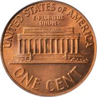 (1972) Монета США 1972 год 1 цент   150-летие Авраама Линкольна, Мемориал Линкольна Латунь  XF