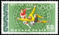 (1968-058) Марка Венгрия "Футбол"    Летние ОИ 1968, Мехико III Θ