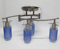 Люстра потолочная на 4 плафона, высота 32 см, металл, стекло (сост. на фото)