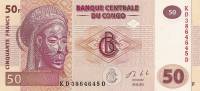 (2013) Банкнота Дем Республика Конго 2013 год 50 франков "Маска Мвана Пво"   UNC