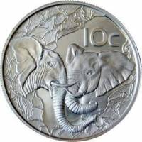 (№2002km352) Монета Южная Африка 2002 год 10 Cents (Wildlife - Strenght - 2 elephant facing each oth