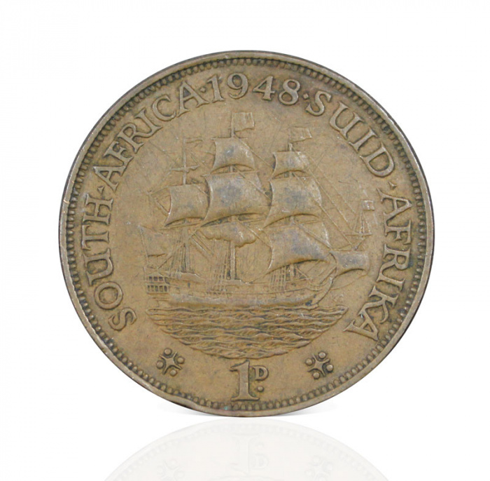 () Монета ЮАР (Южная Африка) 1948 год   &quot;&quot;   Серебрение  VF