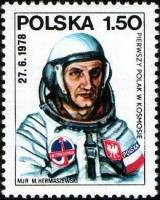 (1978-024) Марка Польша "Мирослав Гермашевский"    Интеркосмос. Первый польский космонавт III Θ