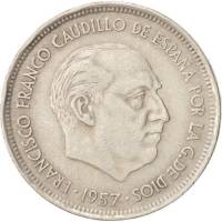 (№1957km787) Монета Испания 1957 год 25 Pesetas