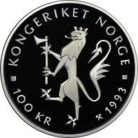 () Монета Норвегия 1993 год 100  ""   Биметалл (Серебро - Ниобиум)  UNC