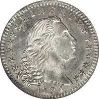 (1794) Монета США 1794 год 5 центов  1. Распущенные волосы Серебро Ag 892  UNC