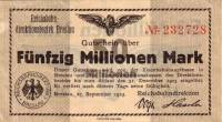 (№1923P-S1136) Банкнота Германия 1923 год "50,000,000 Mark"