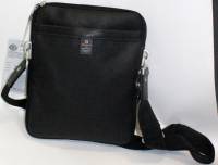 Сумка "Zip-Zone" мужская с ремнем, Кожзам, Черная, 2 больших отделения + карман