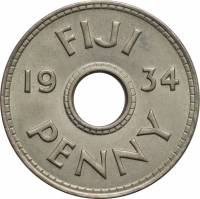 () Монета Фиджи 1934 год 1  ""   Медь-Никель  UNC