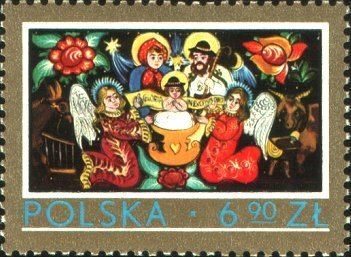 (1979-058) Марка Польша &quot;Рождение Иисуса&quot;    Рождество. Картины за стеклом III Θ