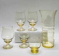 Бокалы 4 шт Рюмка и Ваза цветное желтое стекло СССР