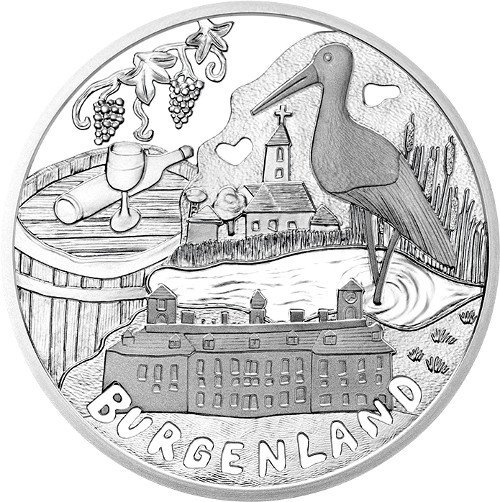(027, Ag) Монета Австрия 2015 год 10 евро &quot;Бургенланд&quot;  Серебро Ag 925  Буклет