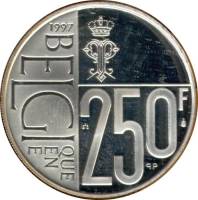 () Монета Бельгия 1997 год 250  ""   Биметалл (Серебро - Ниобиум)  AU