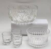 Салатники большой маленький и 3 стопки стекло хрусталь СССР