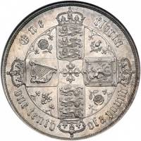 (1851) Монета Великобритания 1851 год 1 флорин "Королева Виктория"  Серебро Ag 925  UNC