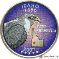 (043p) Монета США 2007 год 25 центов "Айдахо"  Вариант №1 Медь-Никель  COLOR. Цветная