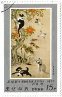 (1978-128) Марка Северная Корея "Кошка на дереве"   Картины О Ун Байола III Θ