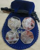 (2018, 4 монеты по 50 пенсов) Набор монет Гибралтар 2018 год "Обезьяны"   Мешочек