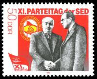 (1986-022) Марка Германия (ГДР) "Вильгельм Пик и Отто Гротеволь "    Съезд партии II Θ