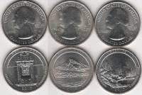 2010 3 монеты 25 центов Смесь дворов Набор США Парки  UNC
