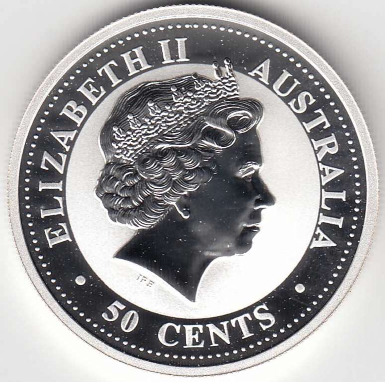 (2002) Монета Австралия 2002 год 50 центов &quot;Год лошади&quot;  Серебро Ag 999  PROOF