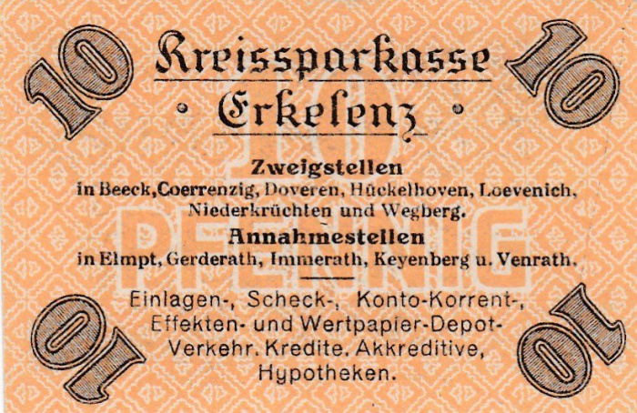 (№1921) Банкнота Германия 1921 год &quot;10 Pfennige&quot;
