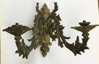 Канделябр (подсвечник) настенный двухрожковый, бронза, XIX век (сост. на фото)