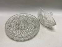 Блюдо сервировочное 27 см и салатник ладья хрусталь СССР