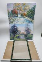 Картины Пейзаж лето и зима 2 штуки и 3 рамки А 4 со стеклом