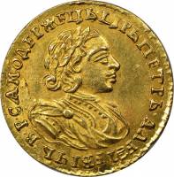 (1720, L, на груди заклёпки, над головой ничего) Монета Россия-Финдяндия 1720 год 2 рубля   Золото A