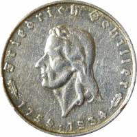 () Монета Германия (Третий Рейх, с 1933 по 1945 год) 1934 год 2  ""   Биметалл (Серебро - Ниобиум)  