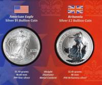 (2003, 1 д. сереб. орёл США + 2 фунта Великобр.) Набор США 2003 год  Наследие свободы  PROOF