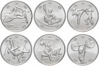 (2019, 6 монет по 100 йен) Набор Япония 2019 год "XXXII Летняя олимпиада Токио 2020" 2-й выпуск  UNC