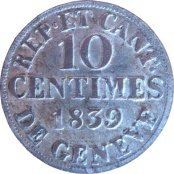 (№1839km128 (geneva)) Монета Швейцария 1839 год 10 Centimes