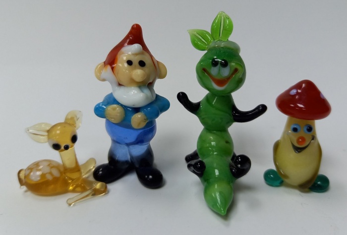 Набор фигурок из цветного стекла, 4 шт. (сост.на фото)