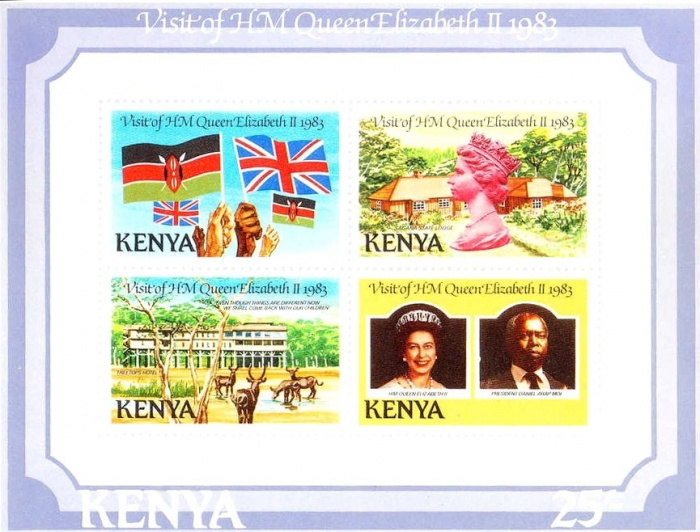 (№1983-21) Блок марок Кения 1983 год &quot;Королевский визит королевы Елизаветы II&quot;, Гашеный