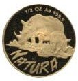 (№1995km197) Монета Южная Африка 1995 год frac12; Ounce (Натура - Носорог)
