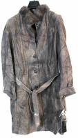 Пальто Bilugi, женское, замша, съёмный воротник, мех, р-р - 3XL, новое, с биркой