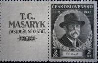 (1937-027) Марка + купон Чехословакия "Т. Масарик"    Похороны Т. Масарика III O