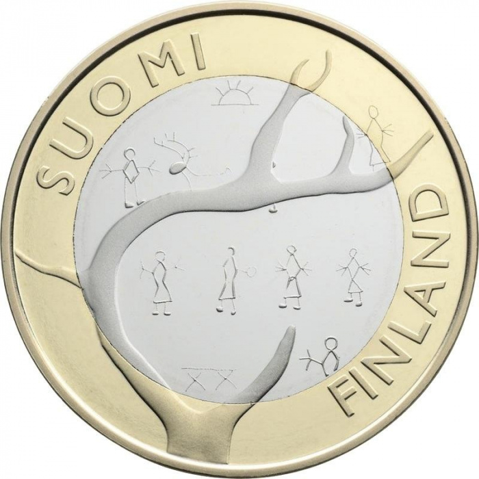 (013) Монета Финляндия 2011 год 5 евро &quot;Лапландия&quot; 2. Диаметр 27,25 мм Биметалл  UNC